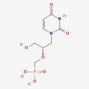 molecular formula C8H13N2O7P B12804366 Phosphonic acid, (((S)-2-(3,4-dihydro-2,4-dioxo-1(2H)-pyrimidinyl)-1-(hydroxymethyl)ethoxy)methyl)- CAS No. 116558-96-4