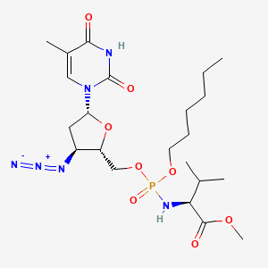 molecular formula C22H37N6O8P B12804422 5'MeOValPO3(hexyl) AZT CAS No. 133201-21-5