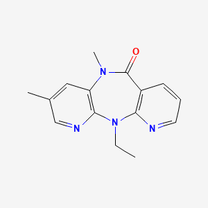 molecular formula C15H16N4O B12804455 2-ethyl-6,9-dimethyl-2,4,9,15-tetrazatricyclo[9.4.0.03,8]pentadeca-1(11),3(8),4,6,12,14-hexaen-10-one CAS No. 133627-13-1
