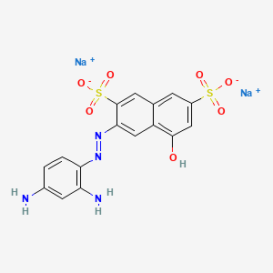 molecular formula C16H12N4Na2O7S2 B12804469 2,7-Naphthalenedisulfonic acid, 3-((2,4-diaminophenyl)azo)-5-hydroxy-, disodium salt CAS No. 67969-79-3