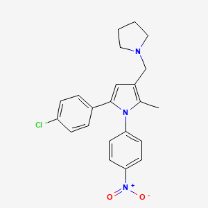 molecular formula C22H22ClN3O2 B12804501 1H-Pyrrole, 5-(4-chlorophenyl)-2-methyl-1-(4-nitrophenyl)-3-(1-pyrrolidinylmethyl)- CAS No. 146204-56-0