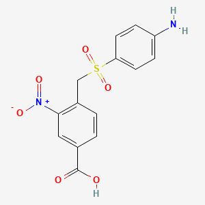 molecular formula C14H12N2O6S B12804513 4-(((4-Aminophenyl)sulfonyl)methyl)-3-nitrobenzoic acid CAS No. 103439-98-1