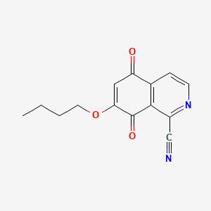 molecular formula C14H12N2O3 B12804529 7-Butyloxy-1-cyano-5,8-dihydroisoquinoline-5,8-dione CAS No. 113387-45-4