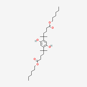 molecular formula C32H54O6 B12804536 2,5-Di(1,1-dimethyl-4-hexyloxycarbonylbutyl)hydroquinone CAS No. 85238-64-8