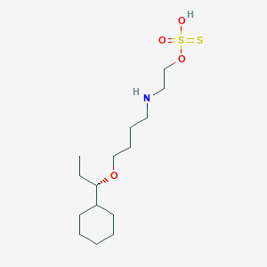 molecular formula C15H31NO4S2 B12804553 S-2-((4-(Cyclohexyl((1-ethyl)methoxy))butyl)amino)ethyl thiosulfate CAS No. 21224-47-5