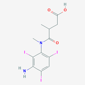 molecular formula C12H13I3N2O3 B12804574 Butanoic acid, 4-((3-amino-2,4,6-triiodophenyl)methylamino)-3-methyl-4-oxo- CAS No. 38358-07-5