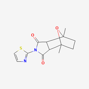 molecular formula C13H14N2O3S B12804583 4,7-Epoxy-1H-isoindole-1,3(2H)-dione, hexahydro-4,7-dimethyl-2-(2-thiazolyl)- CAS No. 19783-63-2