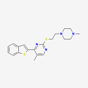 molecular formula C20H24N4S2 B12804645 Pyrimidine, 4-benzo(b)thien-2-yl-5-methyl-2-((2-(4-methyl-1-piperazinyl)ethyl)thio)- CAS No. 129242-20-2