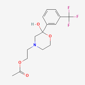 molecular formula C15H18F3NO4 B12804649 2-(2-Hydroxy-2-(3-(trifluoromethyl)phenyl)-4-morpholinyl)ethyl acetate CAS No. 79039-65-9