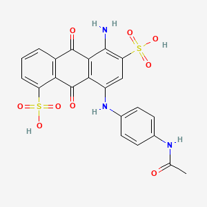 molecular formula C22H17N3O9S2 B12804651 8-((4-(Acetylamino)phenyl)amino)-5-amino-9,10-dihydro-9,10-dioxoanthracene-1,6-disulphonic acid CAS No. 93964-20-6