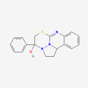 molecular formula C18H17N3OS B12804684 3-Phenyl-1,3,4,10b-tetrahydro-2H-5-thia-2a,6,10c-triazaaceanthrylen-3-ol CAS No. 59552-82-8