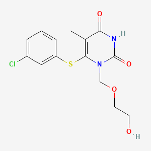 molecular formula C14H15ClN2O4S B12804691 6-((3-Chlorophenyl)thio)-1-((2-hydroxyethoxy)methyl)thymine CAS No. 125056-61-3