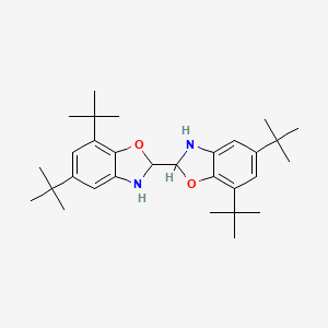 molecular formula C30H44N2O2 B12804737 2,2'-Bibenzoxazole, 5,5',7,7'-tetrakis(1,1-dimethylethyl)-2,2',3,3'-tetrahydro- CAS No. 4345-44-2