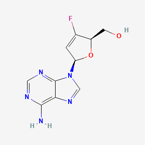 molecular formula C10H10FN5O2 B12804745 Adenosine, 2',3'-didehydro-2',3'-dideoxy-3'-fluoro- CAS No. 121850-90-6