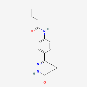 molecular formula C15H17N3O2 B12804771 N-[4-(5-oxo-3,4-diazabicyclo[4.1.0]hept-2-en-2-yl)phenyl]butanamide CAS No. 75959-73-8