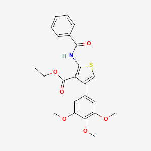 molecular formula C23H23NO6S B12804789 Ethyl 2-(benzoylamino)-4-(3,4,5-trimethoxyphenyl)-3-thiophenecarboxylate CAS No. 54805-43-5
