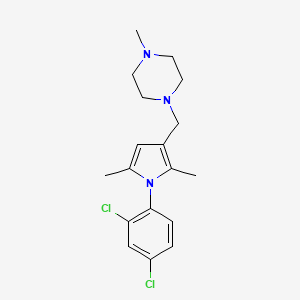 molecular formula C18H23Cl2N3 B12804802 Piperazine, 1-((1-(2,4-dichlorophenyl)-2,5-dimethyl-1H-pyrrol-3-yl)methyl)-4-methyl- CAS No. 138222-99-8