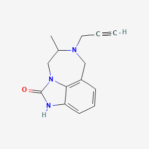 molecular formula C14H15N3O B12804816 Imidazo(4,5,1-jk)(1,4)benzodiazepin-2(1H)-one, 4,5,6,7-tetrahydro-5-methyl-6-(2-propynyl)- CAS No. 126234-00-2