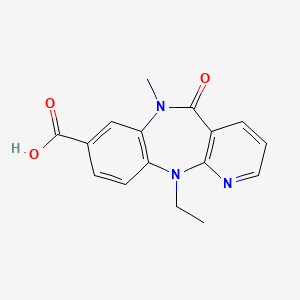 molecular formula C16H15N3O3 B12804882 8-Carboxy-N11-ethyl-N6-methyl-6,11-dihydro-5H-pyrido(2,3-b)(1,5)benzodiazepin-5-one CAS No. 133626-77-4