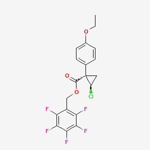 molecular formula C19H14ClF5O3 B12804887 (2,3,4,5,6-pentafluorophenyl)methyl (1R,2R)-2-chloro-1-(4-ethoxyphenyl)cyclopropane-1-carboxylate CAS No. 104260-00-6