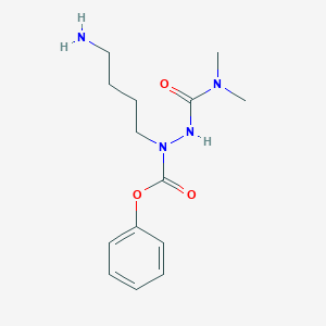 molecular formula C14H22N4O3 B128049 N(alpha)-(N,N-Dimethylcarbamoyl)alpha-azalysine phenyl ester CAS No. 142181-99-5