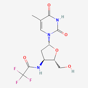 molecular formula C12H14F3N3O5 B12804984 Thymidine, 3'-deoxy-3'-((trifluoroacetyl)amino)- CAS No. 132149-28-1