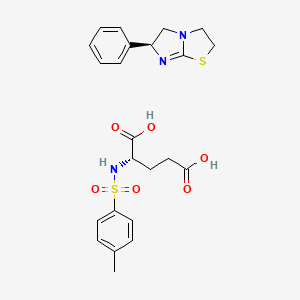 molecular formula C23H27N3O6S2 B12804985 (2S)-2-[(4-methylphenyl)sulfonylamino]pentanedioic acid; (6S)-6-phenyl-2,3,5,6-tetrahydroimidazo[2,1-b][1,3]thiazole CAS No. 27863-17-8