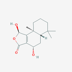 molecular formula C15H22O4 B128050 (1R,4S,5aS,9aS)-1,4-dihydroxy-6,6,9a-trimethyl-4,5,5a,7,8,9-hexahydro-1H-benzo[e][2]benzofuran-3-one CAS No. 6750-10-3
