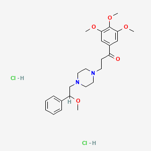 molecular formula C25H36Cl2N2O5 B12805023 Propiophenone, 3-(4-(beta-methoxyphenethyl)-1-piperazinyl)-3',4',5'-trimethoxy-, dihydrochloride CAS No. 21263-40-1