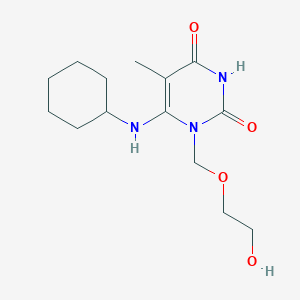 molecular formula C14H23N3O4 B12805050 2,4(1H,3H)-Pyrimidinedione, 6-(cyclohexylamino)-1-((2-hydroxyethoxy)methyl)-5-methyl- CAS No. 105408-01-3