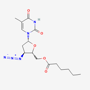 molecular formula C16H23N5O5 B12805058 Thymidine, 3'-azido-3'-deoxy-, 5'-hexanoate CAS No. 130683-71-5