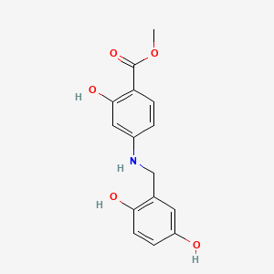 molecular formula C15H15NO5 B12805079 Methyl 4-((2,5-dihydroxybenzyl)amino)-2-hydroxybenzoate CAS No. 151391-92-3