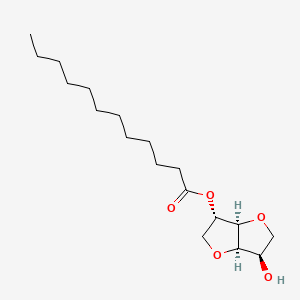 molecular formula C18H32O5 B12805113 [(3R,3aR,6S,6aR)-3-hydroxy-2,3,3a,5,6,6a-hexahydrofuro[3,2-b]furan-6-yl] dodecanoate CAS No. 28454-97-9