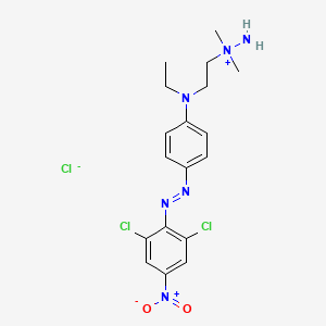 molecular formula C18H23Cl3N6O2 B12805142 Hydrazinium, 1-(2-((4-((2,6-dichloro-4-nitrophenyl)azo)phenyl)ethylamino)ethyl)-1,1-dimethyl-, chloride CAS No. 53048-62-7