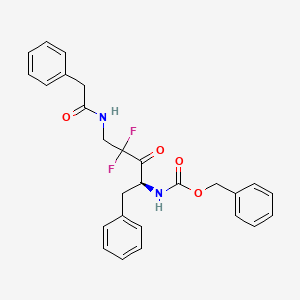 molecular formula C27H26F2N2O4 B12805157 Carbamic acid, (3,3-difluoro-2-oxo-4-((phenylacetyl)amino)-1-(phenylmethyl)butyl)-, phenylmethyl ester CAS No. 148797-27-7