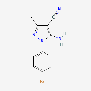 molecular formula C11H9BrN4 B1280573 5-Amino-1-(4-bromophenyl)-3-methyl-1H-pyrazole-4-carbonitrile CAS No. 76982-35-9