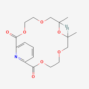 molecular formula C17H23NO7 B12805808 3,6,9,12,15-Pentaoxa-21-azabicyclo(15.3.1)heneicosa-1(21),17,19-triene-2,16-dione, 8,10-dimethyl- CAS No. 72562-60-8