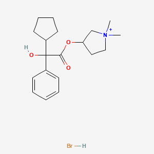 molecular formula C19H29BrNO3+ B12806424 1-methyl-3-pyrrolidyl I+/--cyclopentylmandelate methobromide 
