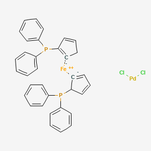 molecular formula C34H28Cl2FeP2Pd B12806460 Cyclopenta-1,4-dien-1-yl(diphenyl)phosphane;cyclopenta-2,4-dien-1-yl(diphenyl)phosphane;dichloropalladium;iron(2+) 