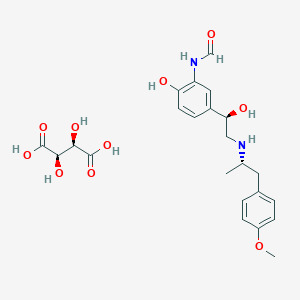molecular formula C23H30N2O10 B12808305 N-(2-Hydroxy-5-((R)-1-hydroxy-2-(((S)-1-(4-methoxyphenyl)propan-2-yl)amino)ethyl)phenyl)formamide (2R,3R)-2,3-dihydroxysuccinate (Formoterol Impurity 
