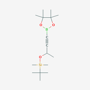 molecular formula C16H31BO3Si B1280861 tert-Butyldimethyl((4-(4,4,5,5-tetramethyl-1,3,2-dioxaborolan-2-yl)but-3-yn-2-yl)oxy)silane CAS No. 849820-20-8