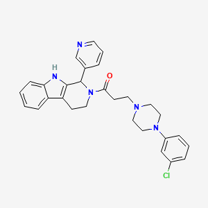 molecular formula C29H30ClN5O B12808666 1H-Pyrido(3,4-b)indole, 2,3,4,9-tetrahydro-2-(3-(4-(3-chlorophenyl)-1-piperazinyl)-1-oxopropyl)-1-(3-pyridinyl)- CAS No. 119464-23-2