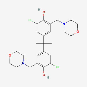 molecular formula C25H32Cl2N2O4 B12808712 Phenol, 4,4'-(1-methylethylidene)bis(2-chloro-6-(4-morpholinylmethyl)- CAS No. 6958-72-1