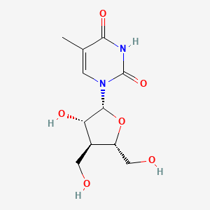 molecular formula C11H16N2O6 B12808760 2,4(1H,3H)-Pyrimidinedione, 1-(3-deoxy-3-(hydroxymethyl)-beta-D-arabinofuranosyl)-5-methyl- CAS No. 130351-55-2