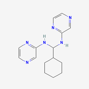molecular formula C15H20N6 B12808858 Cyclohexyl-N,N-di(2-pyrazinyl)methanediamine CAS No. 93371-89-2