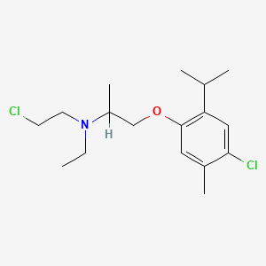 molecular formula C17H27Cl2NO B12808919 N-(2-chloroethyl)-1-(4-chloro-5-methyl-2-propan-2-ylphenoxy)-N-ethylpropan-2-amine CAS No. 13408-45-2
