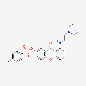 molecular formula C26H28N2O5S B12808951 9H-Xanthen-9-one, 1-((2-(diethylamino)ethyl)amino)-7-(((4-methylphenyl)sulfonyl)oxy)- CAS No. 86456-19-1