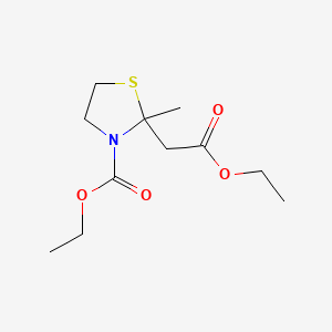 molecular formula C11H19NO4S B12808952 Ethyl 2-(2-ethoxy-2-oxoethyl)-2-methyl-1,3-thiazolidine-3-carboxylate CAS No. 41205-37-2