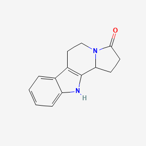 molecular formula C14H14N2O B12808978 1,2,5,6,11,11b-Hexahydro-3H-indolizino[8,7-b]indol-3-one CAS No. 32283-51-5