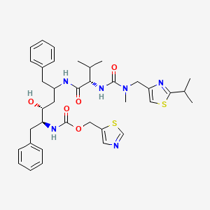 molecular formula C37H48N6O5S2 B12809094 1,3-thiazol-5-ylmethyl N-[(2S,3R)-3-hydroxy-5-[[(2S)-3-methyl-2-[[methyl-[(2-propan-2-yl-1,3-thiazol-4-yl)methyl]carbamoyl]amino]butanoyl]amino]-1,6-diphenylhexan-2-yl]carbamate 